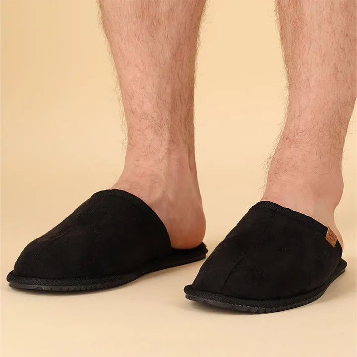 Heren Suede Instapsloffen Zwart 45/46