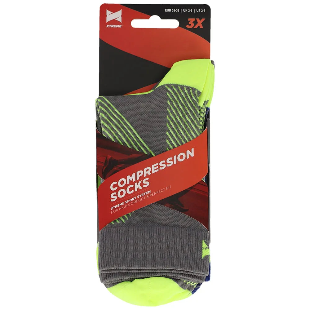 Sport Compressie Sokken Laag 3pk Multi Geel 43/45