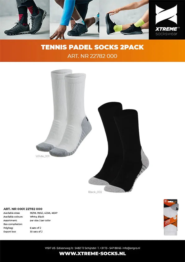 Tennis Padel Socks 2-pack White 35/38