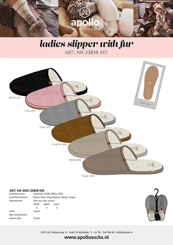Dames Suede Instapsloffen Zwart 41/42