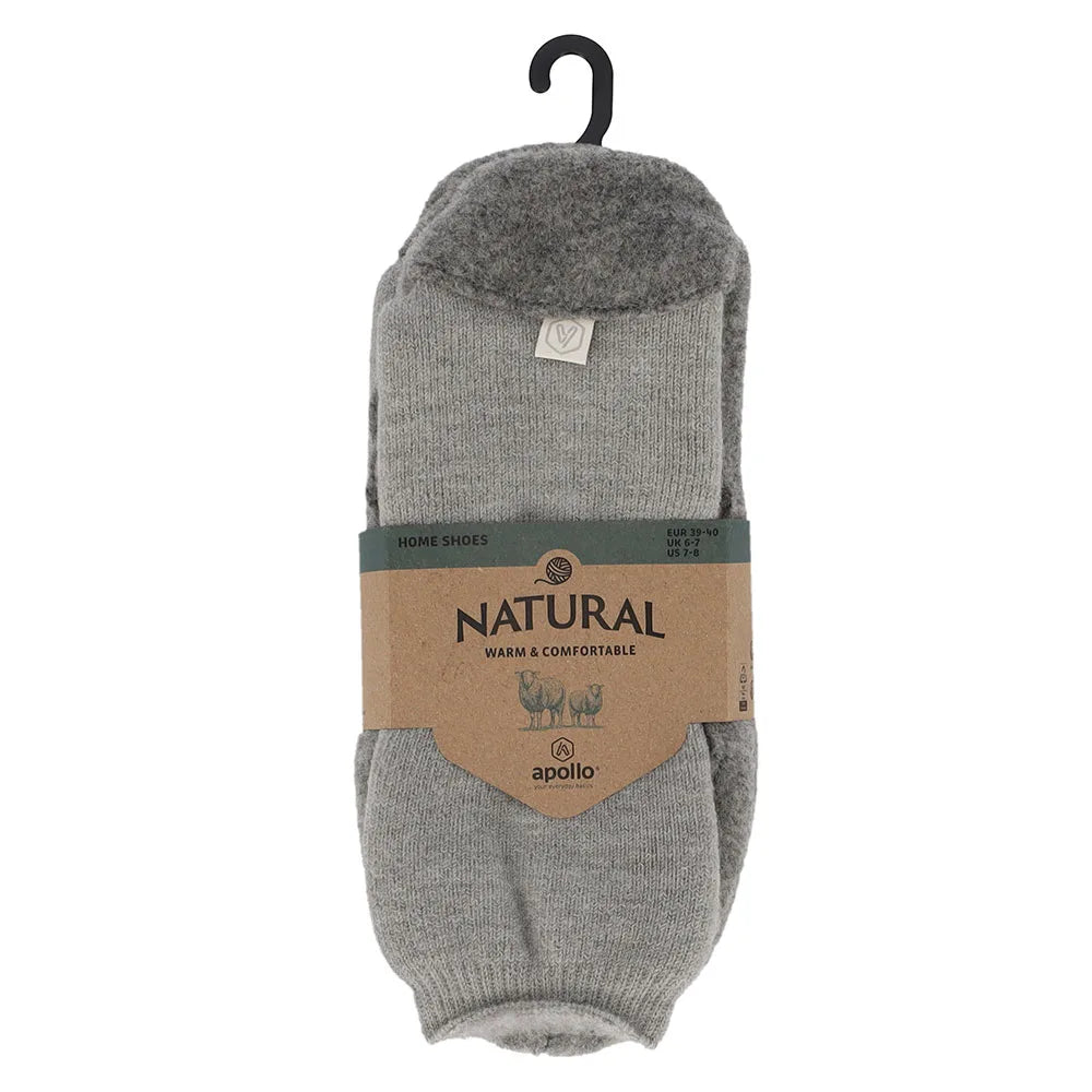 Wollen Pantoffel Sokken Grijs Melange 37/38