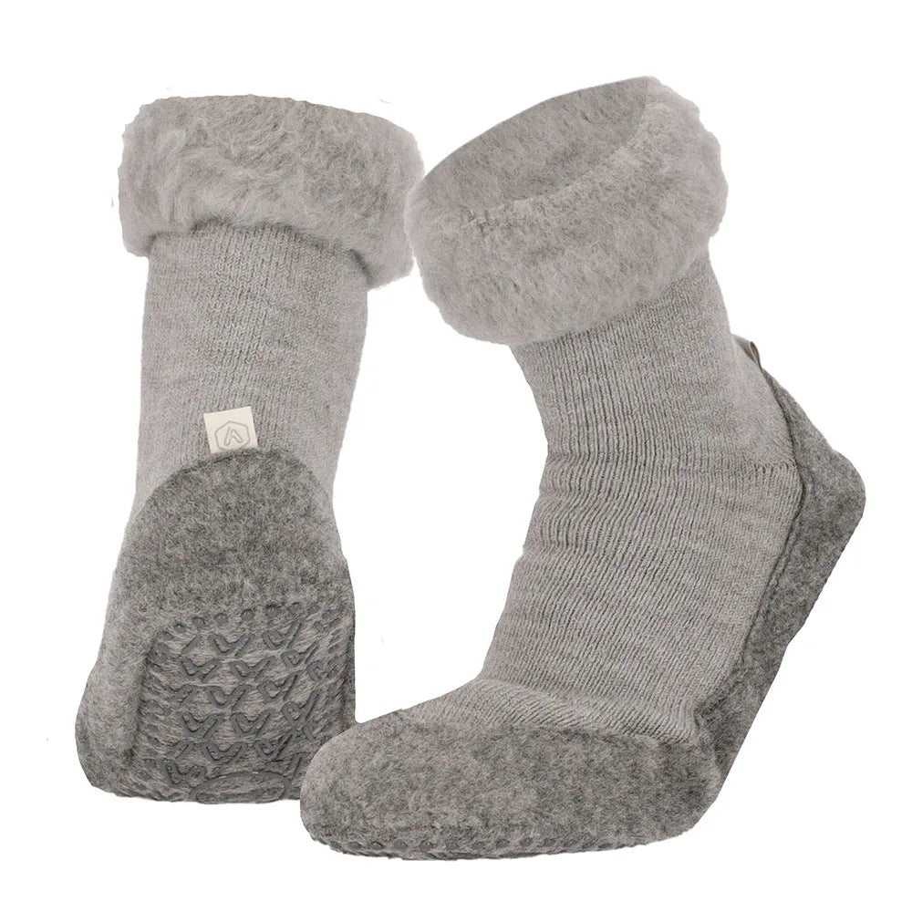 Wollen Pantoffel Sokken Grijs Melange 37/38