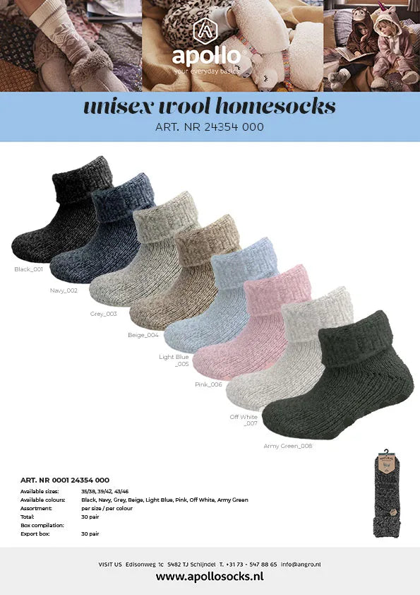 Wollen Antislip Huissokken Zwart 39/42