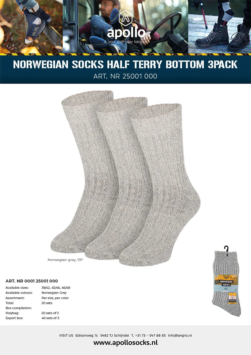 Noorse Wollen Sokken Grijs 43/46