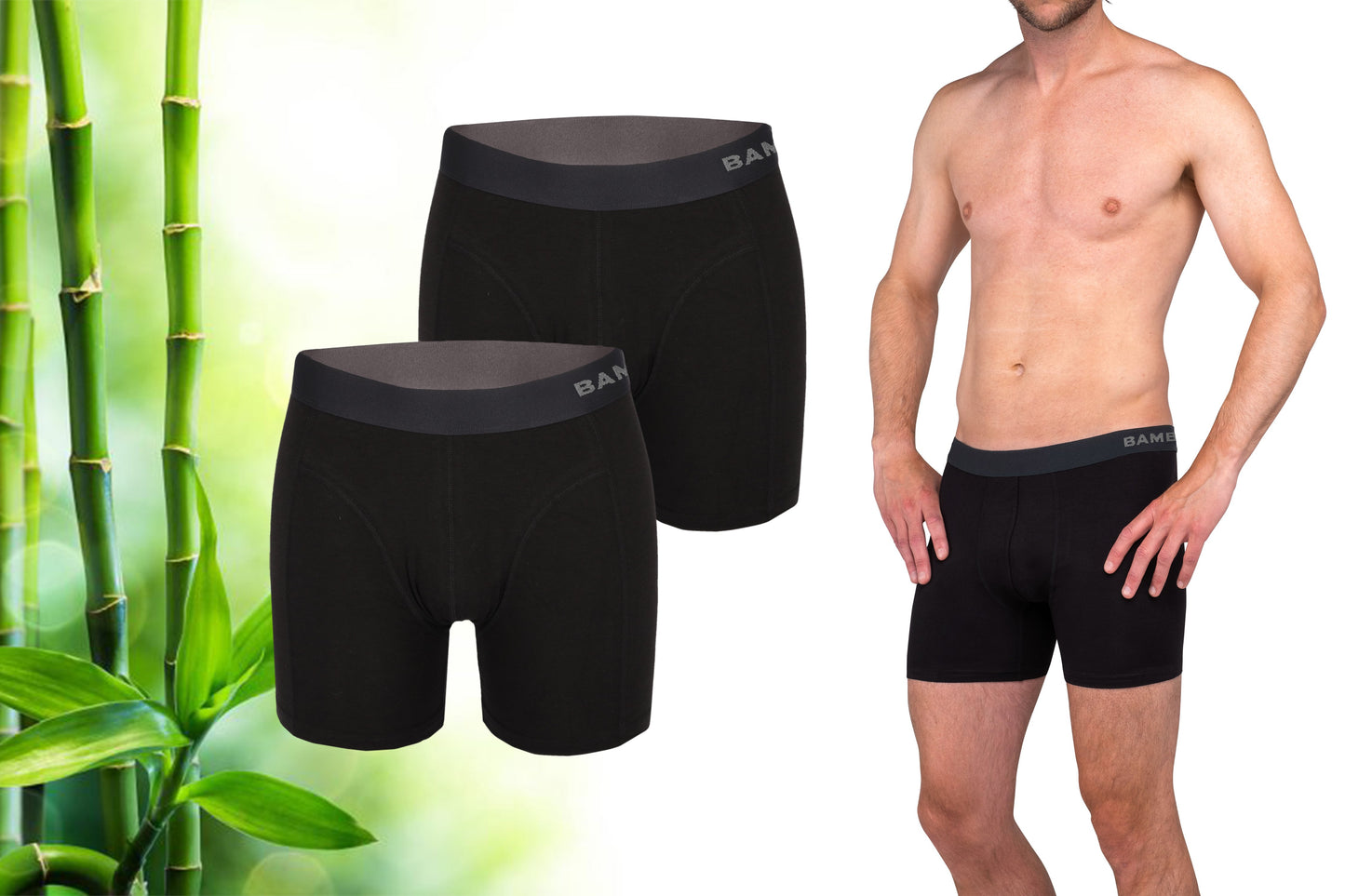 Bamboe Boxershorts Heren 2-Pack Zwart/Zwart L