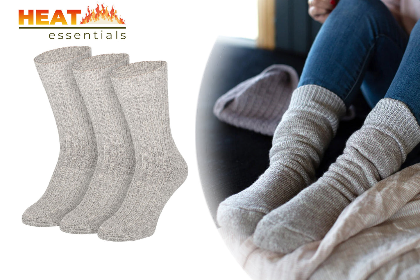 MP - Heat Essentials - Noorse Wollen Sokken - 3 paar - Grijs - Maat 46/48 - Werksokken Heren 46 48