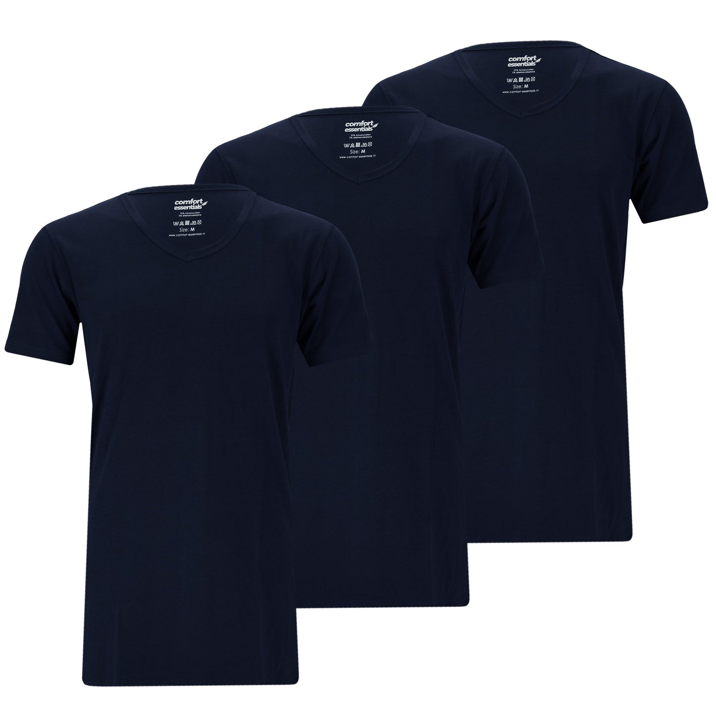 CE Heren T Shirts Extra Lang V-Hals 3pk Navy XL
