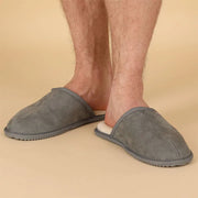 Heren Suede Instapsloffen Donker Grijs 41/42