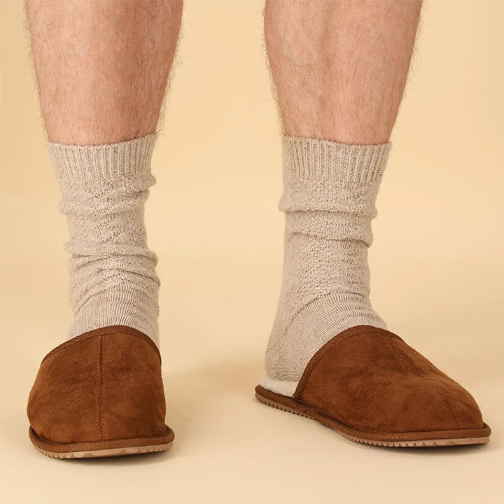 Heren Suede Instapsloffen Cognac 41/42