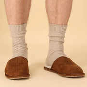 Heren Suede Instapsloffen Cognac 41/42