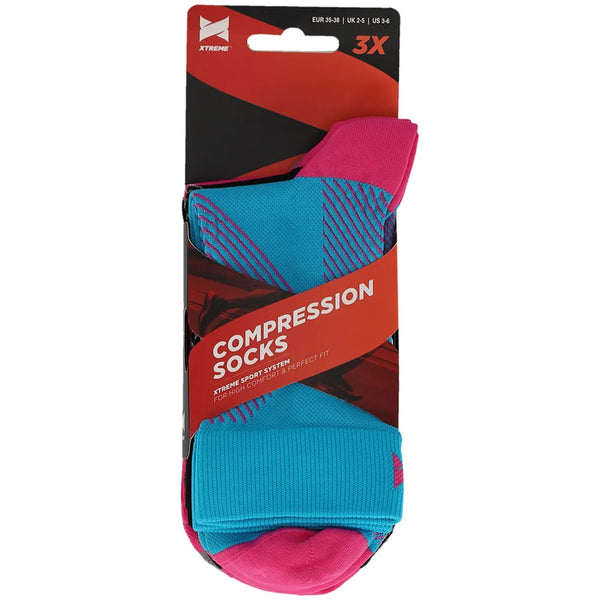 Sport Compressie Sokken Laag 3pk Multi pink 39/42