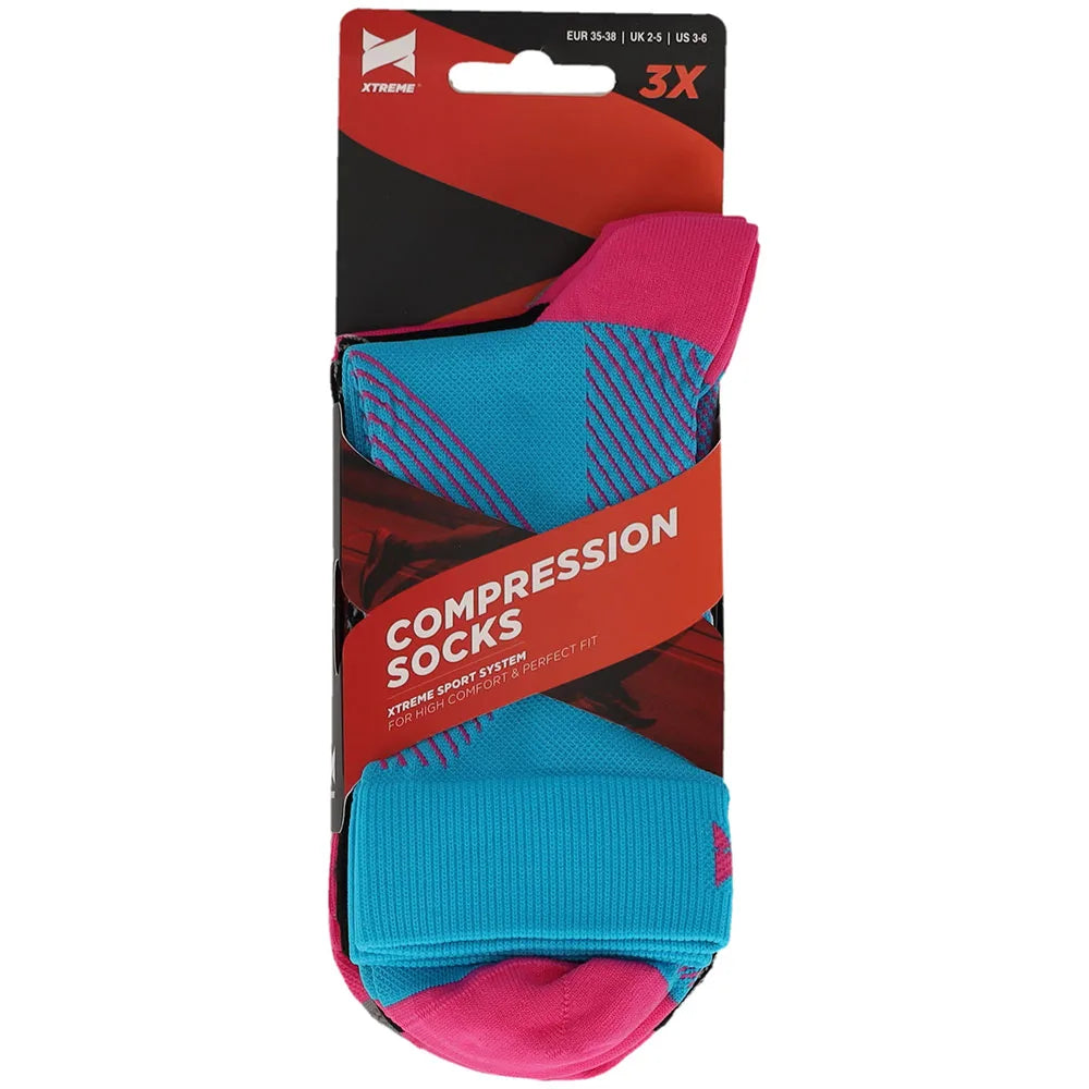 Sport Compressie Sokken Laag 3pk Multi pink 35/38