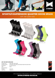Sport Compressie Sokken Laag 3pk Multi Geel 43/45