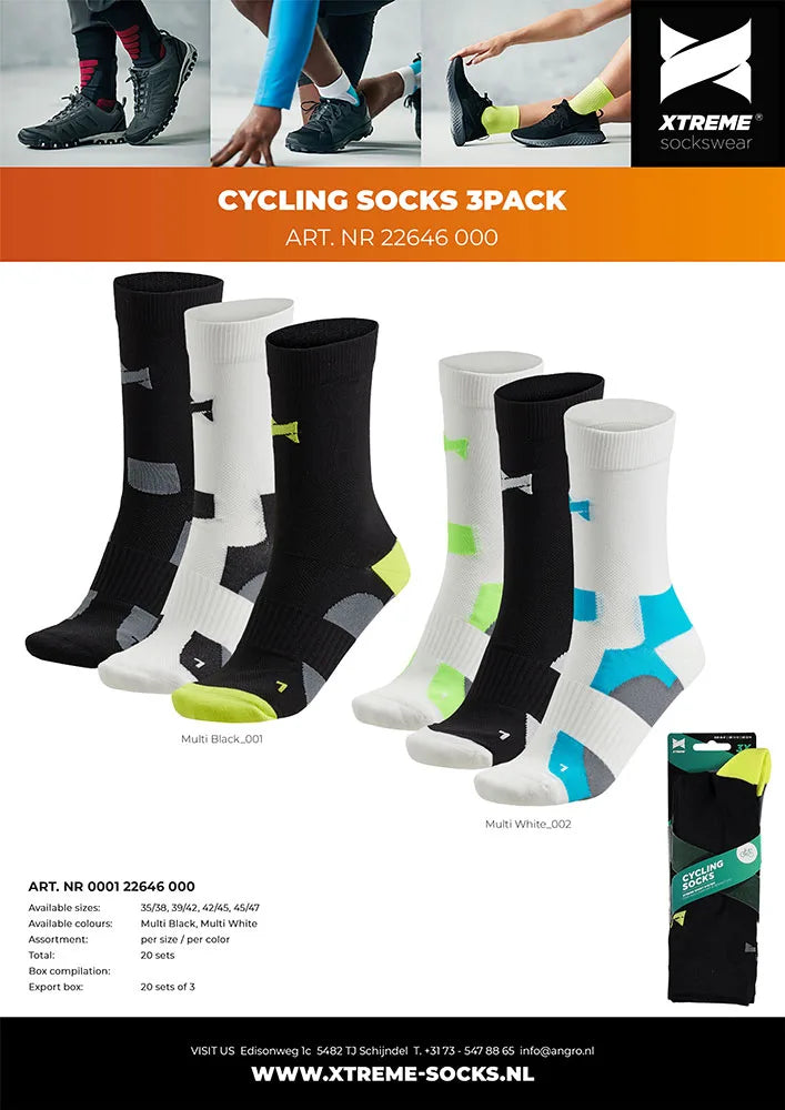 Fietssokken Multi Black 3pk 45/47