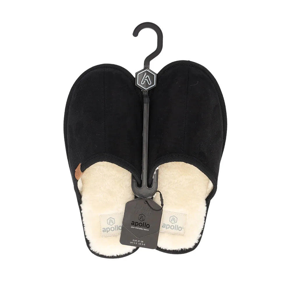 Dames Suede Instapsloffen Zwart 39/40