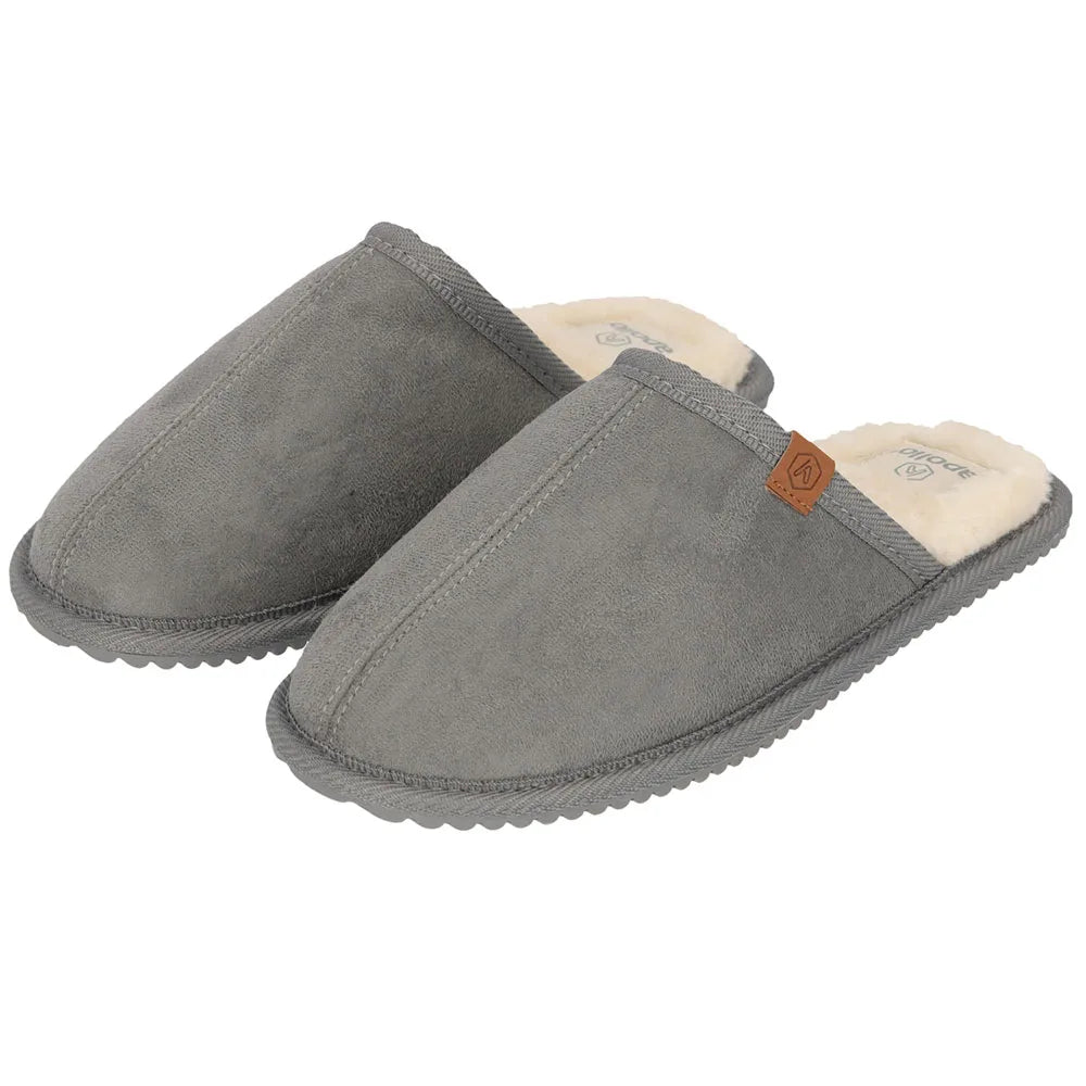 Dames Suede Instapsloffen Grijs