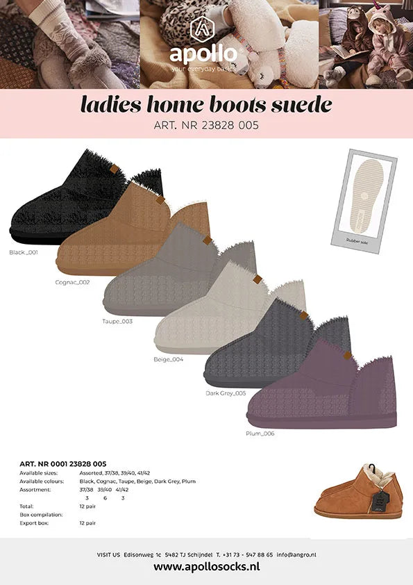 Dames Suede Sloffen Zwart 41/42