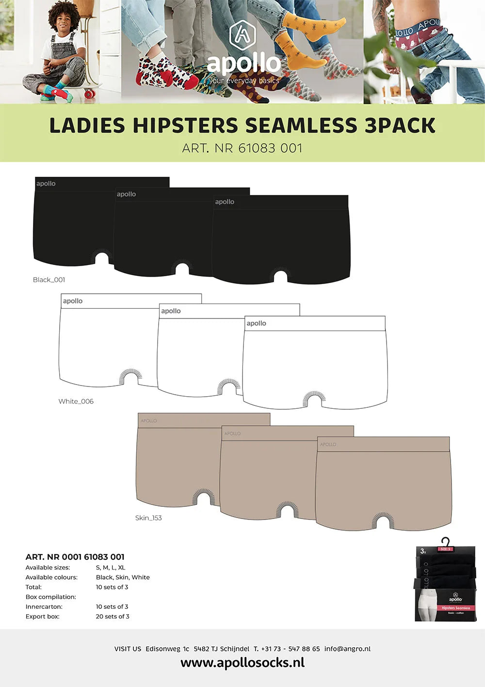 Hipsters Seamless Dames 3-Pack Wit S