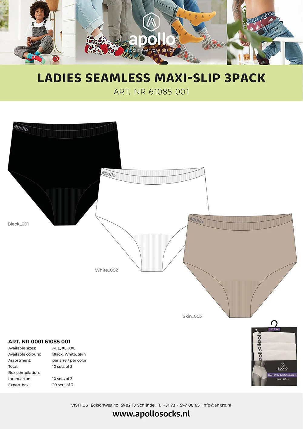 Maxi Slips Seamless Dames 3-Pack Wit M