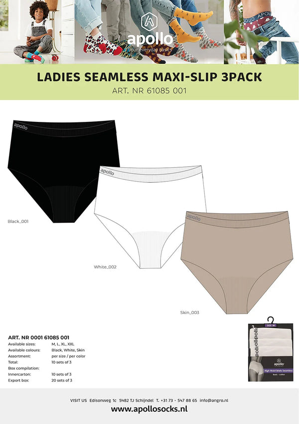 Maxi Slips Seamless Dames 3-Pack Wit M