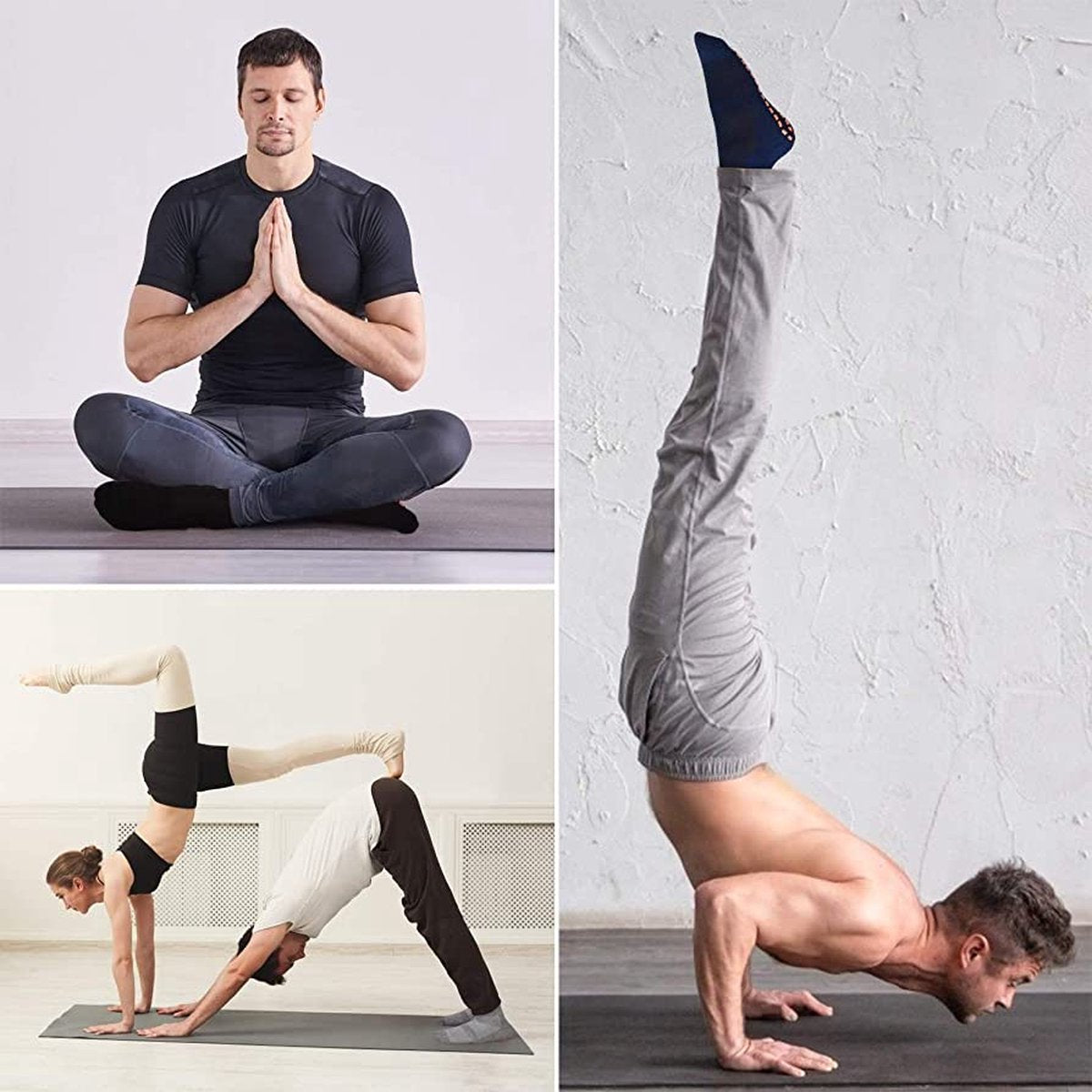 Antislip Sokken Dames Heren - Yoga Sokken Antislip Unisex - 3 Paar - Huissokken - Pilates Sokken - Sportsokken Dames - Gripsokken Voetbal - Grip Socks