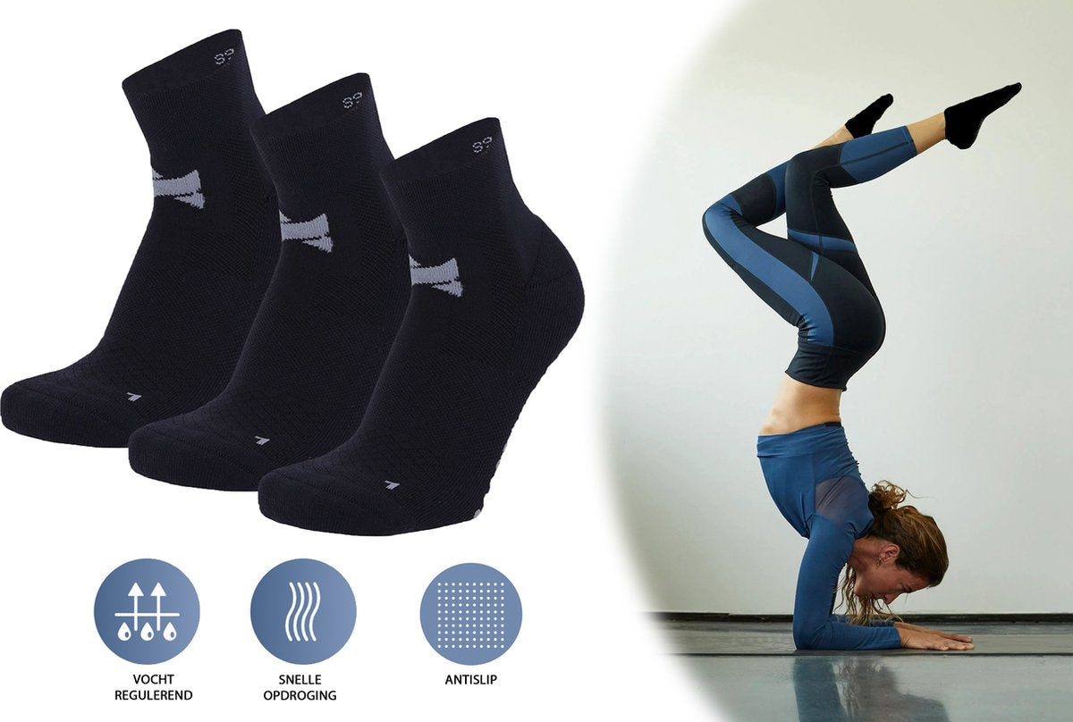 Antislip Sokken Dames Heren - Yoga Sokken Antislip Unisex - 3 Paar - Huissokken - Pilates Sokken - Sportsokken Dames - Gripsokken Voetbal - Grip Socks
