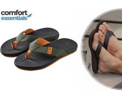 Heren Comfort Teenslippers Zwart-Groen 43