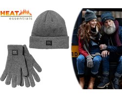SET thermo muts en handschoenen grijs heren L/XL