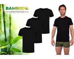 Bamboe T-Shirts Ronde Nek Heren 3-Pack Zwart XXL