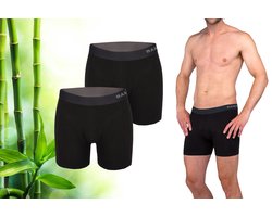 Bamboe Boxershorts Heren 2-Pack Zwart/Zwart XXL