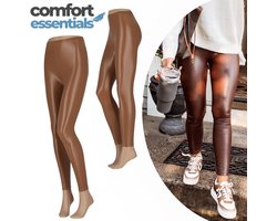 MP - Legging Dames Leather Look â€“ Latex Legging â€“ Bruin - Maat S/M