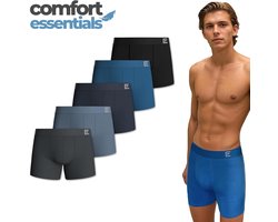 MP - Comfort Essentials Boxershort Heren Lange pijp 5pk -Blauw XXL