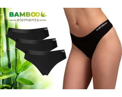 MP - Bamboo - Ondergoed Dames - String - Bamboe - 3 Stuks - Zwart - M