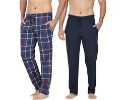 MP - Comfort Essentials - Pyjama Broek - 2pk - Navy Geruit / Navy - XL