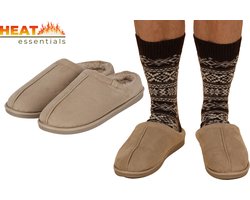 MP - Heat Essentials - Pantoffels Heren - Beige Zand - 45/46 - Suede Look