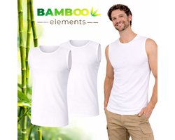 BE Bamboe Heren T-Shirt Mouwloos 2pk Wit S