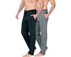 PC Pyjama Broeken Heren 2-Pack Zwart-Grijs M