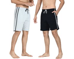 PC Loungewear Korte Broeken Heren 2-Pack Zwart-Grijs M
