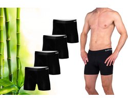 Bamboe Boxershorts Heren 4-Pack Zwart M