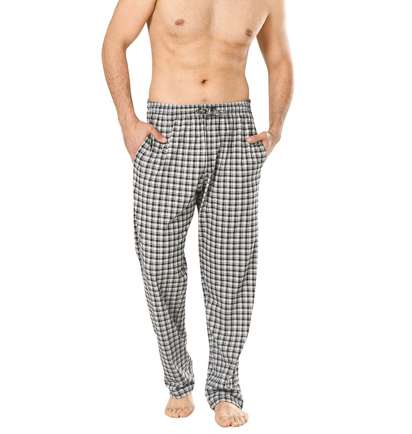 PC Pyjama Broeken Heren 2-Pack Zwart Geruit-Grijs Geruit L