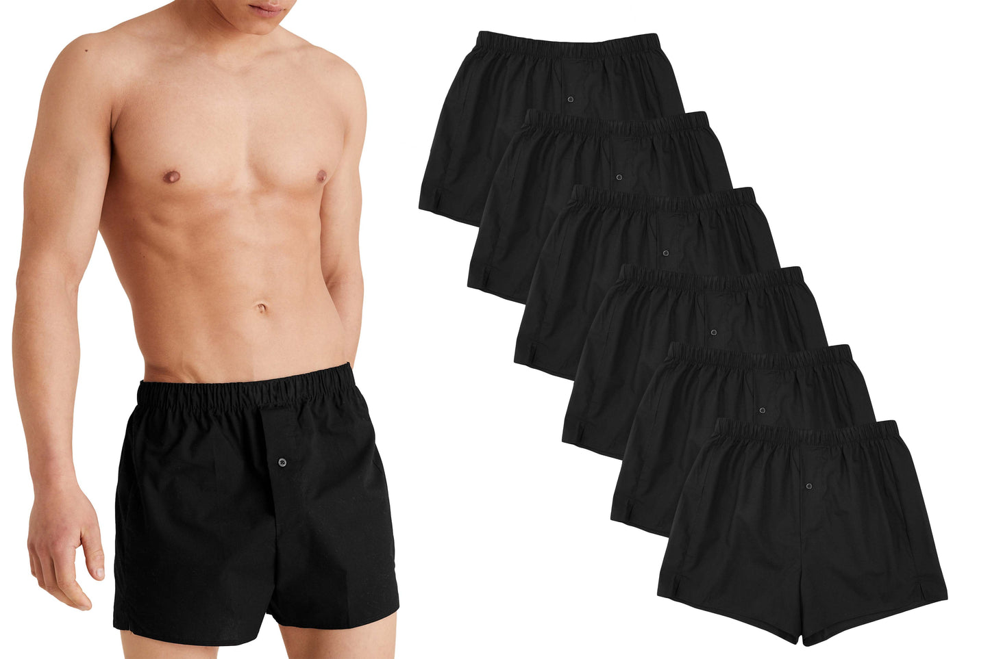 PC Boxershorts Loose Fit Heren 6-Pack Zwart XL