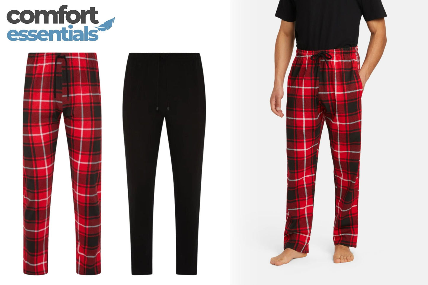 CE 2pk Heren Pyjama Broeken Black / Red Check XXXL
