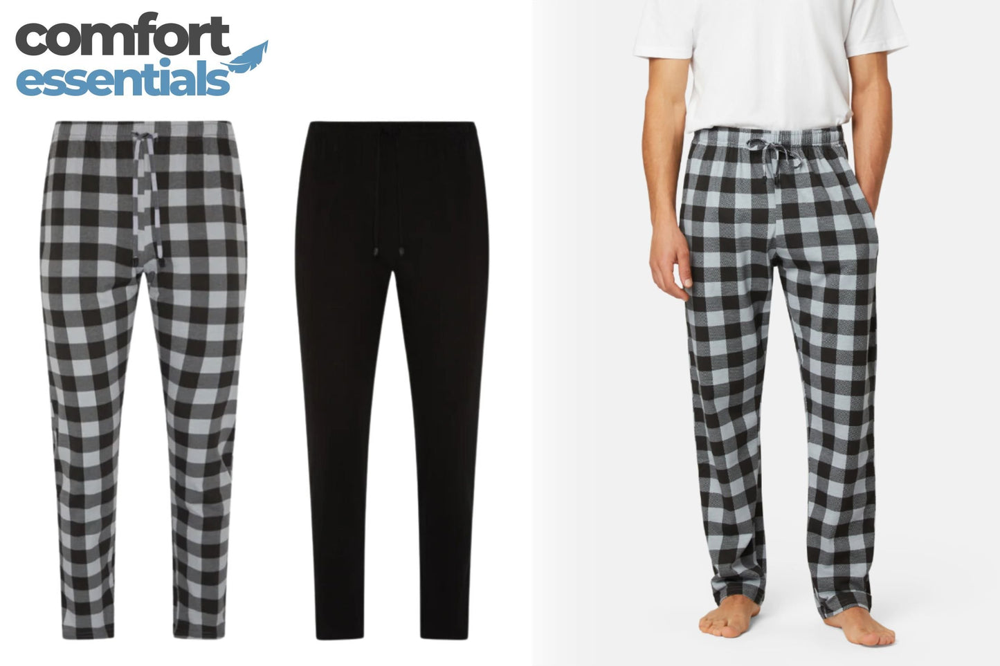 CE 2pk Heren Pyjama Broeken Black / Black Check L