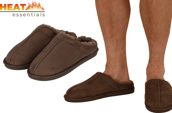MP - Heat Essentials - Pantoffels Heren - Taupe Bruin - 43/44 - Suede Look