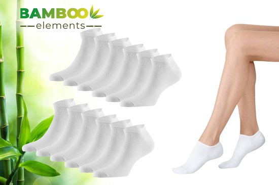 Bamboo Sneakersokken 12-Pack  Wit 43-46