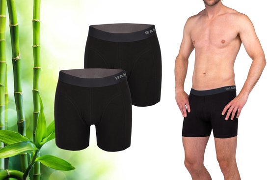 Bamboe Boxershorts Heren 2-Pack Zwart/Zwart L