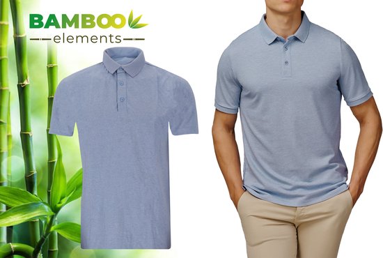Bamboo Heren Polo Pique Licht Blauw XXL