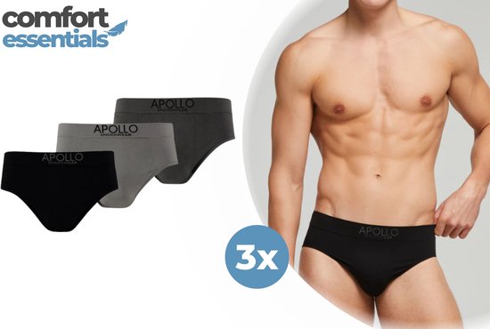 MP - Comfort Essentials Heren Ondergoed Slips - 3 stuks - Grijs Assorti XL