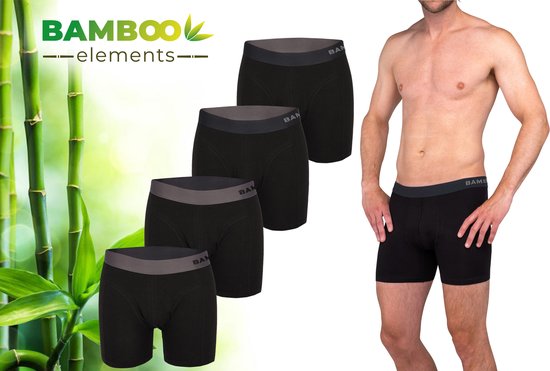 Bamboe Boxershorts Heren 4-Pack Zwart M