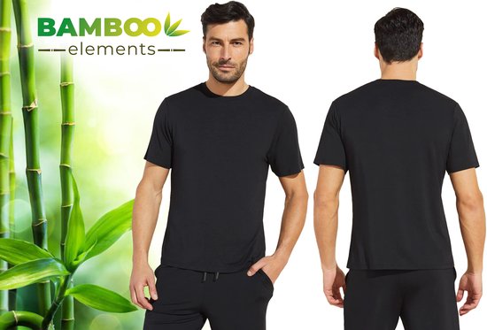 Bamboo Casual Heren T-Shirt Zwart XL